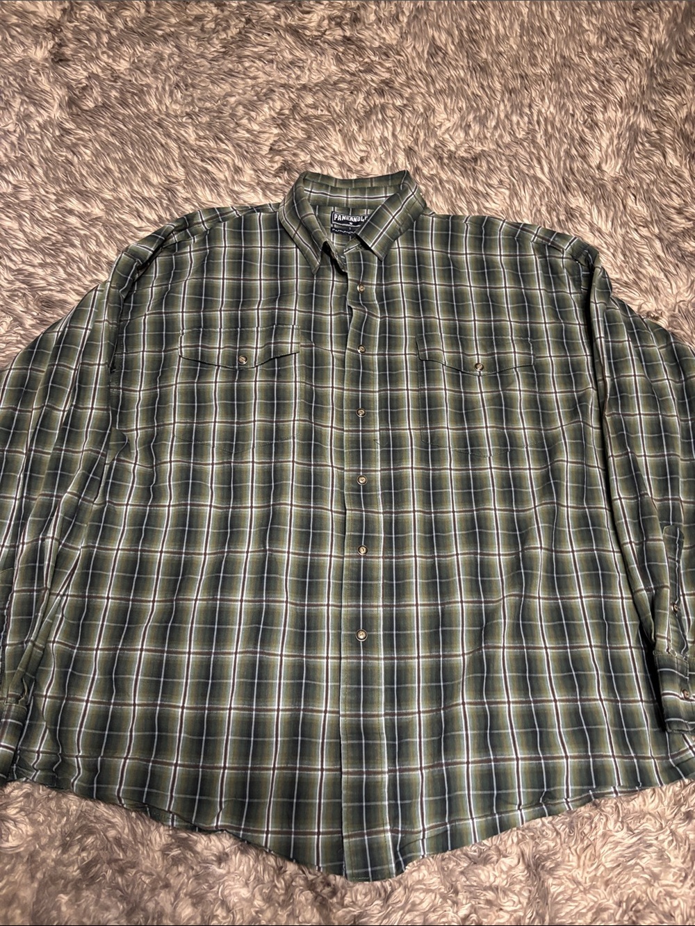 Panhandle Slim Green Plaid Long-Sleeve Button-Down Shirt